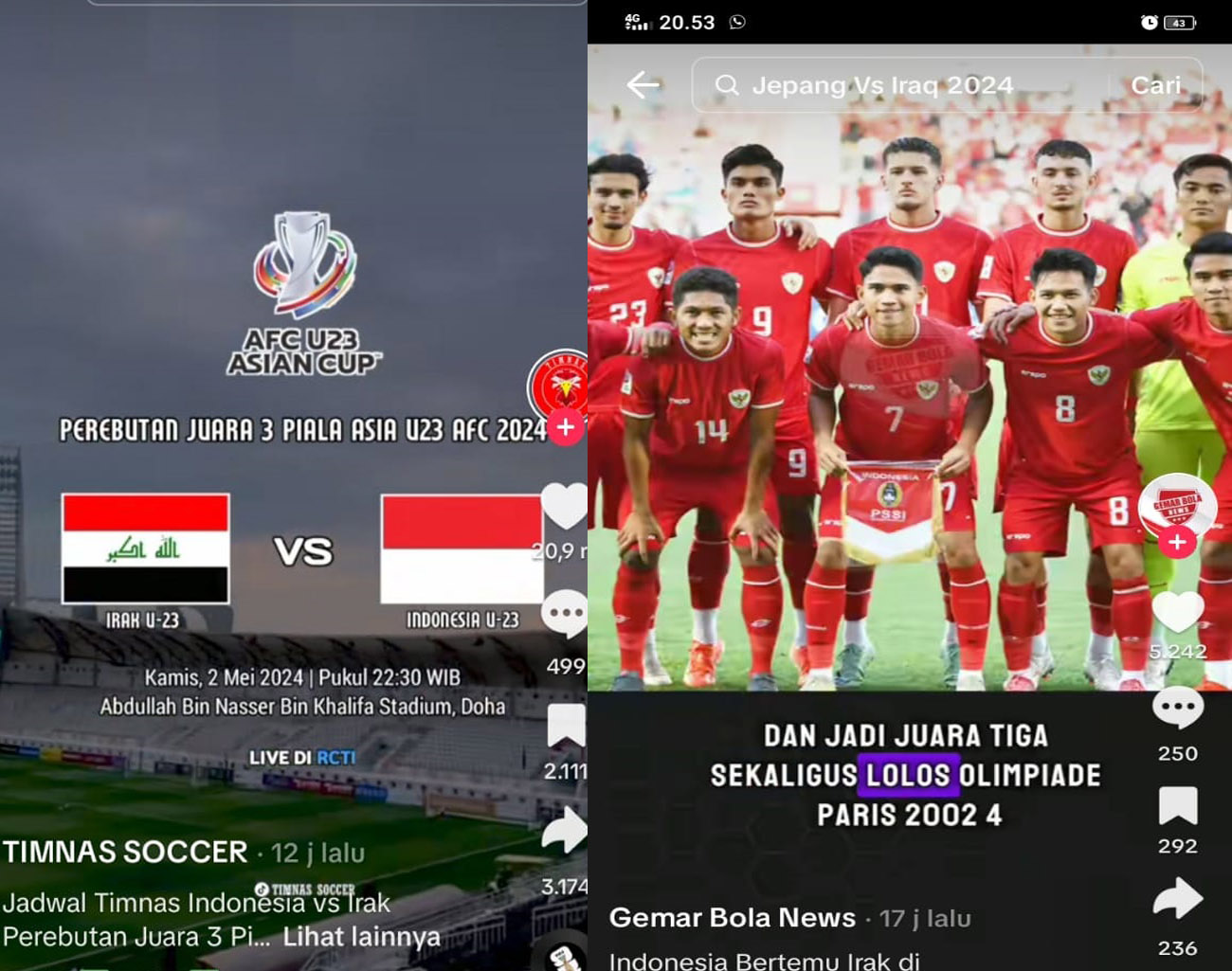 Rebut Juara 3 Piala Asia U-23 2024, Indonesia Langsung Lolos Olimpiade di Prancis, tapi Kalahkan Irak Dulu