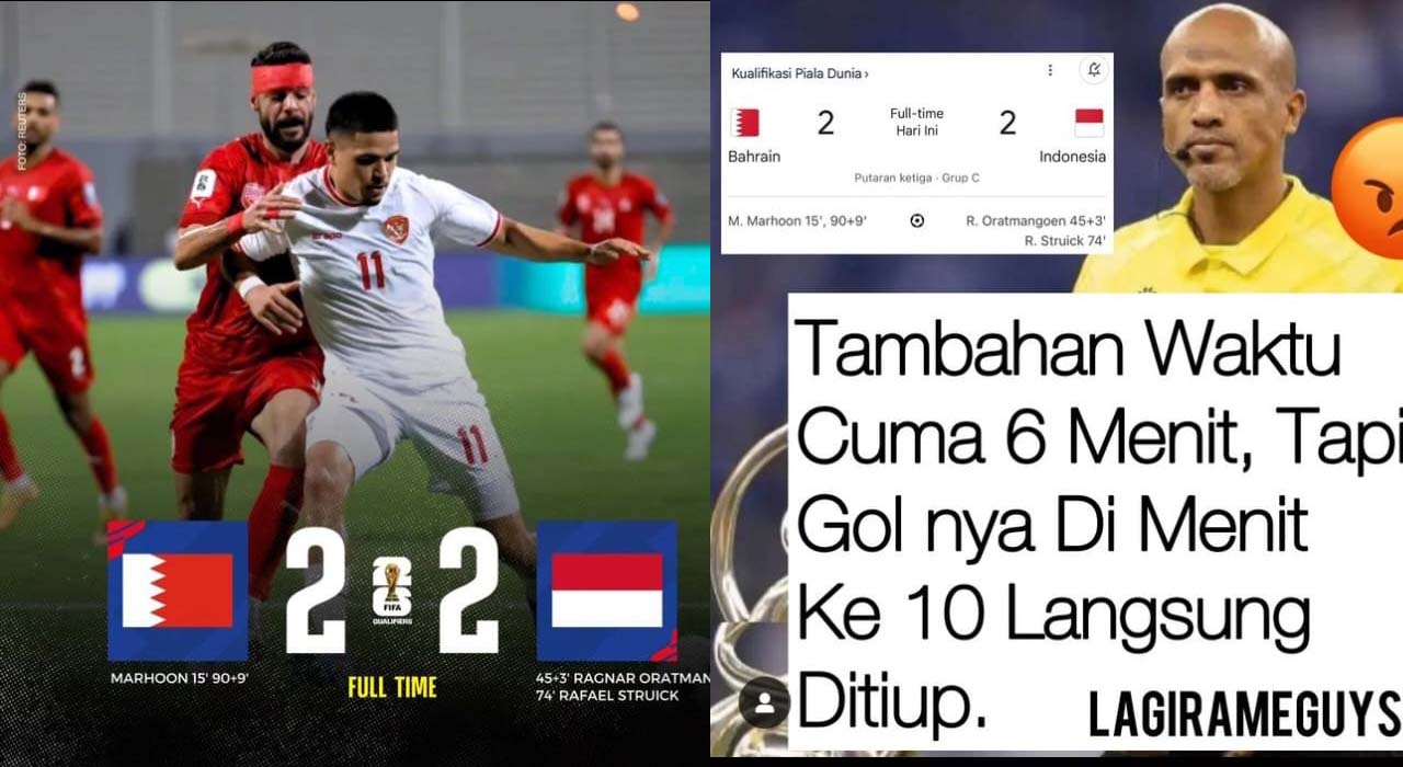 Hasil Pertandingan Indonesia vs Bahrain, Wasit Berpihak Tuan Rumah, Kualifikasi Piala Dunia 2026