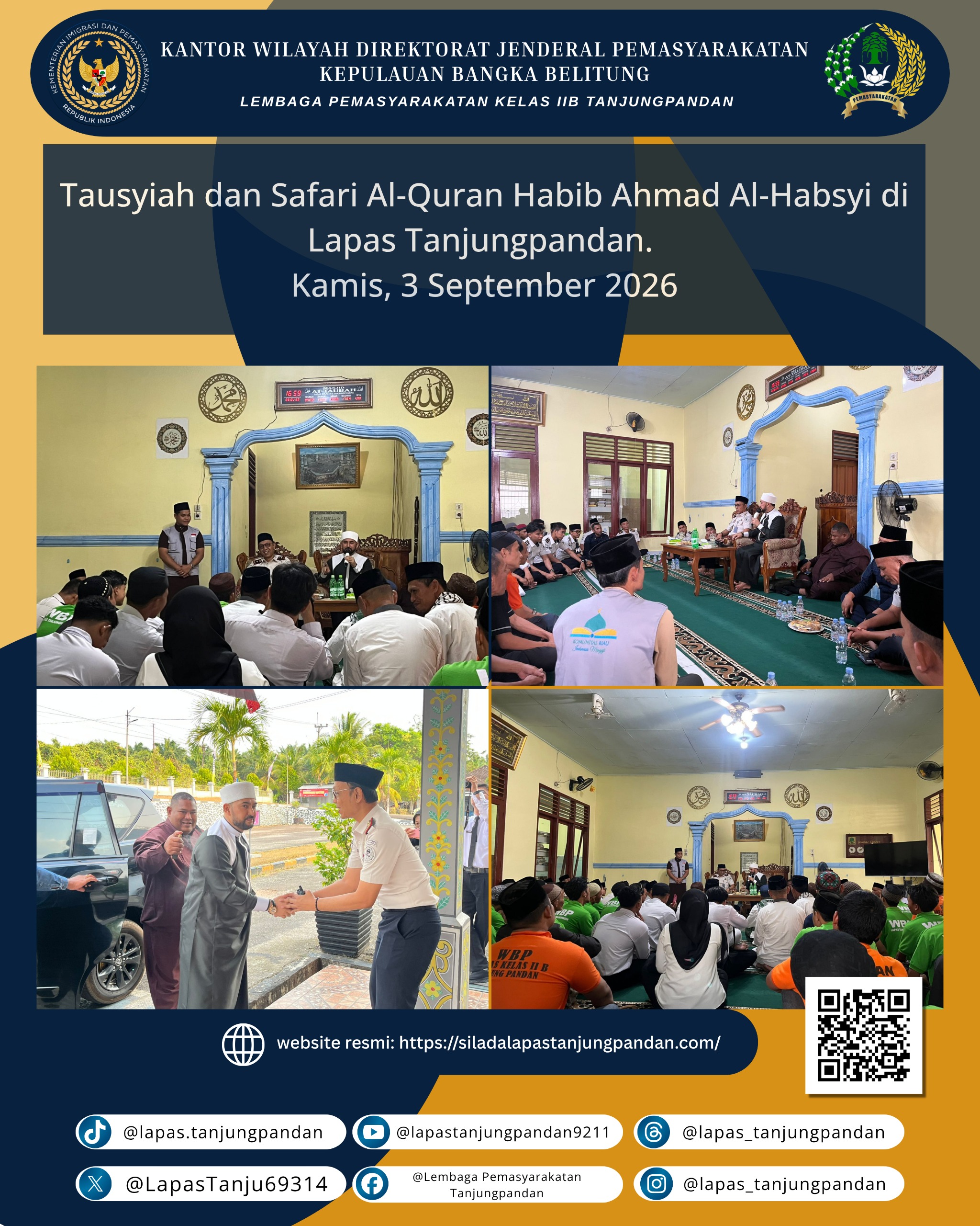 Perkuat Kepribadian dan Kerohanian Bagi WBP, Lapas Tanjungpandan Hadirkan Habib Ahmad Al-Habsyi