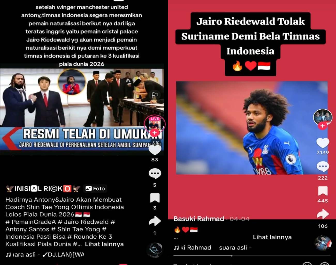 Pemain Rambut Gimbal Pilih Indonesia, Jairo Riedewald, Gelandang Crystal Palace, Kualifikasi Piala Dunia 2026