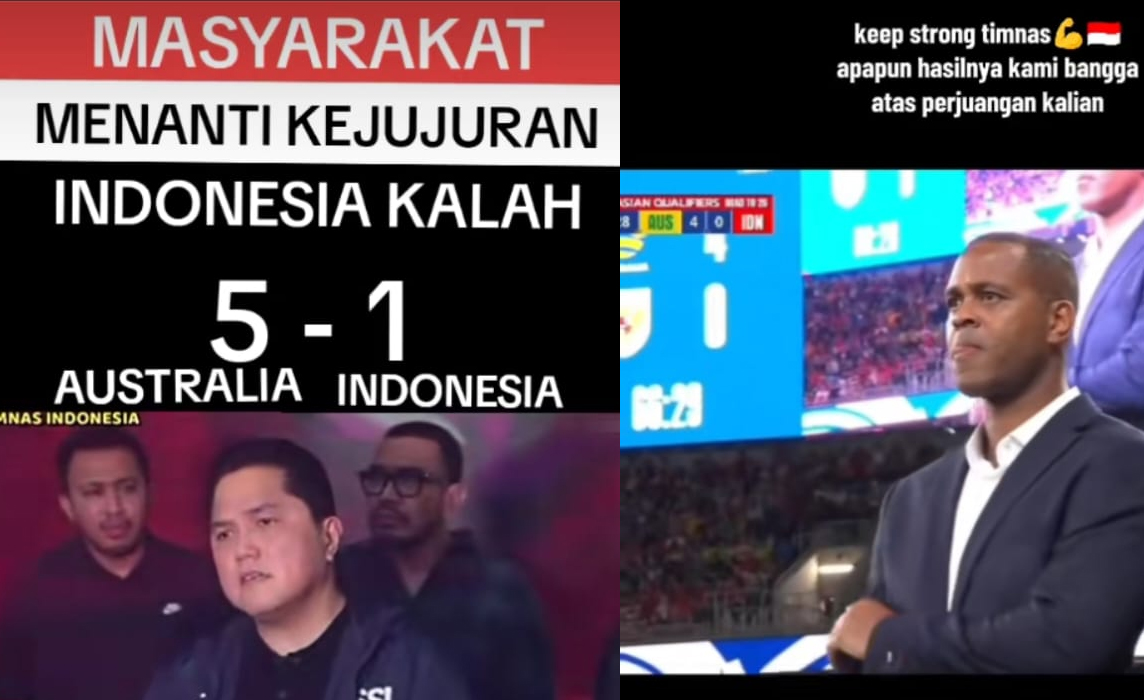 Reaksi Erick Thohir, Muka Masam, Ketua PSSI, Indonesia Kalah Lawan Australia, Kualifikasi Piala Dunia 2026