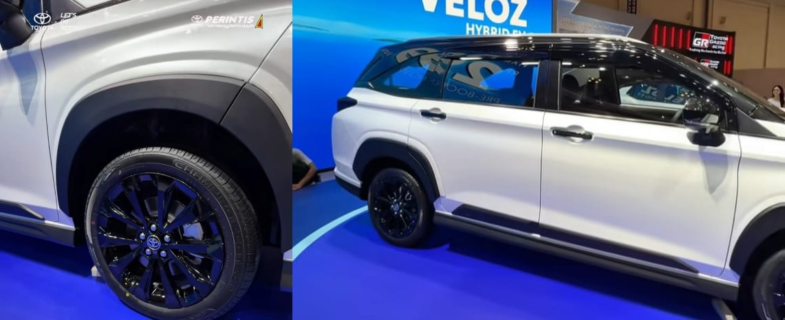 Mengenal Lebih Dekat Toyota Veloz Hybrid, Bagian Samping Warna Hitam, Velg Ring 17, GJAW 2025