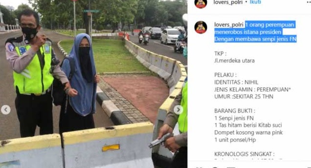 Terobos Istana Merdeka, Wanita Bercadar Bawa Senpi FN Ditangkap Paspampres