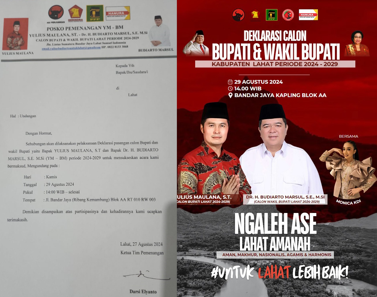 Hari ini Deklarasi YMBM, Daftar ke KPU Lahat, Berangkat dari Lokasi Masa Kecil Yulius Maulana