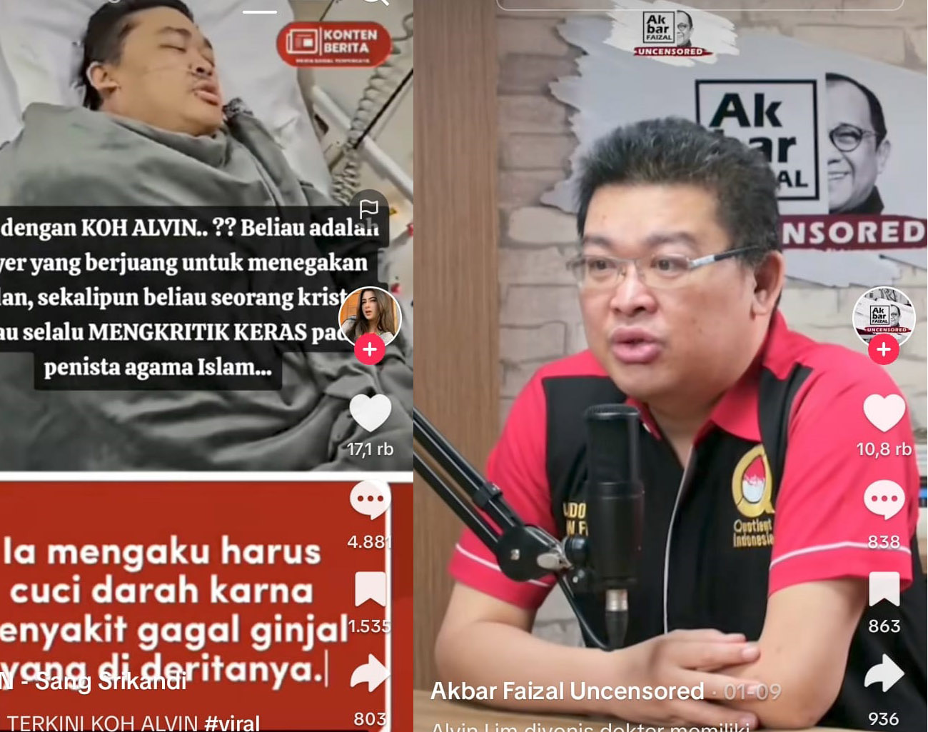 Kasihan Ko Alvin Lim, Lawyer dan Pengkritik Kertas Penista Agama Terbaring Sakit Cuci Darah dan Sesak Nafas