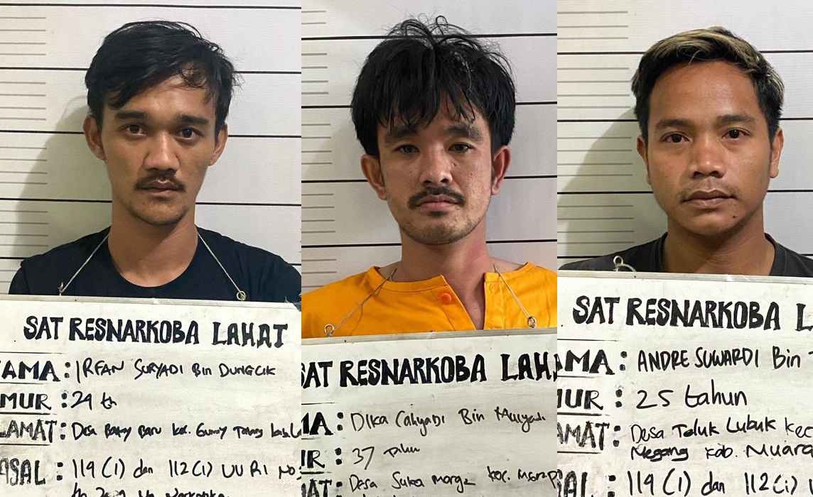 Tim Polres Lahat Tangkap 3 Tahanan Melarikan Diri di Lereng Perbukitan Gumay Talang dan Belimbing Muara Enim