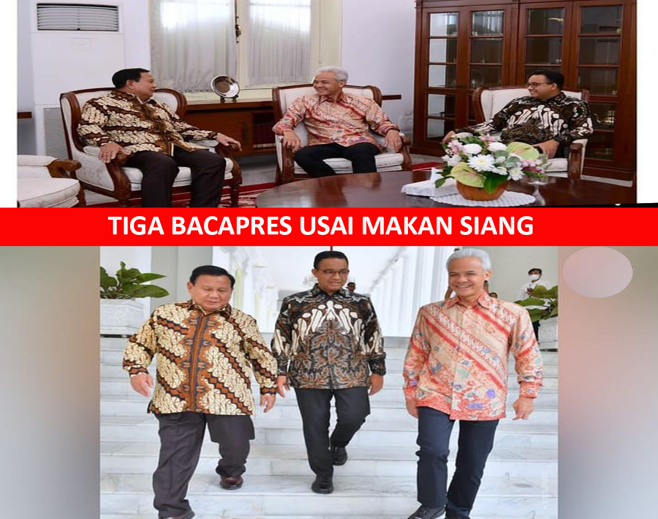 Prabowo Sampaikan ini Usai Makan Siang Bersama Presiden, Bacapres Ganjar dan Anies