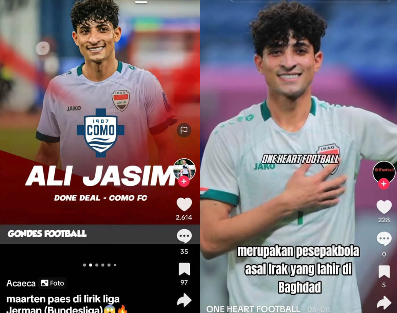 Kabar Terbaru Ali Jasim, Penyerang Irak Gabung Klub Milik Indonesia, Como FC, Ronde 3 Kualifikasi Piala Dunia