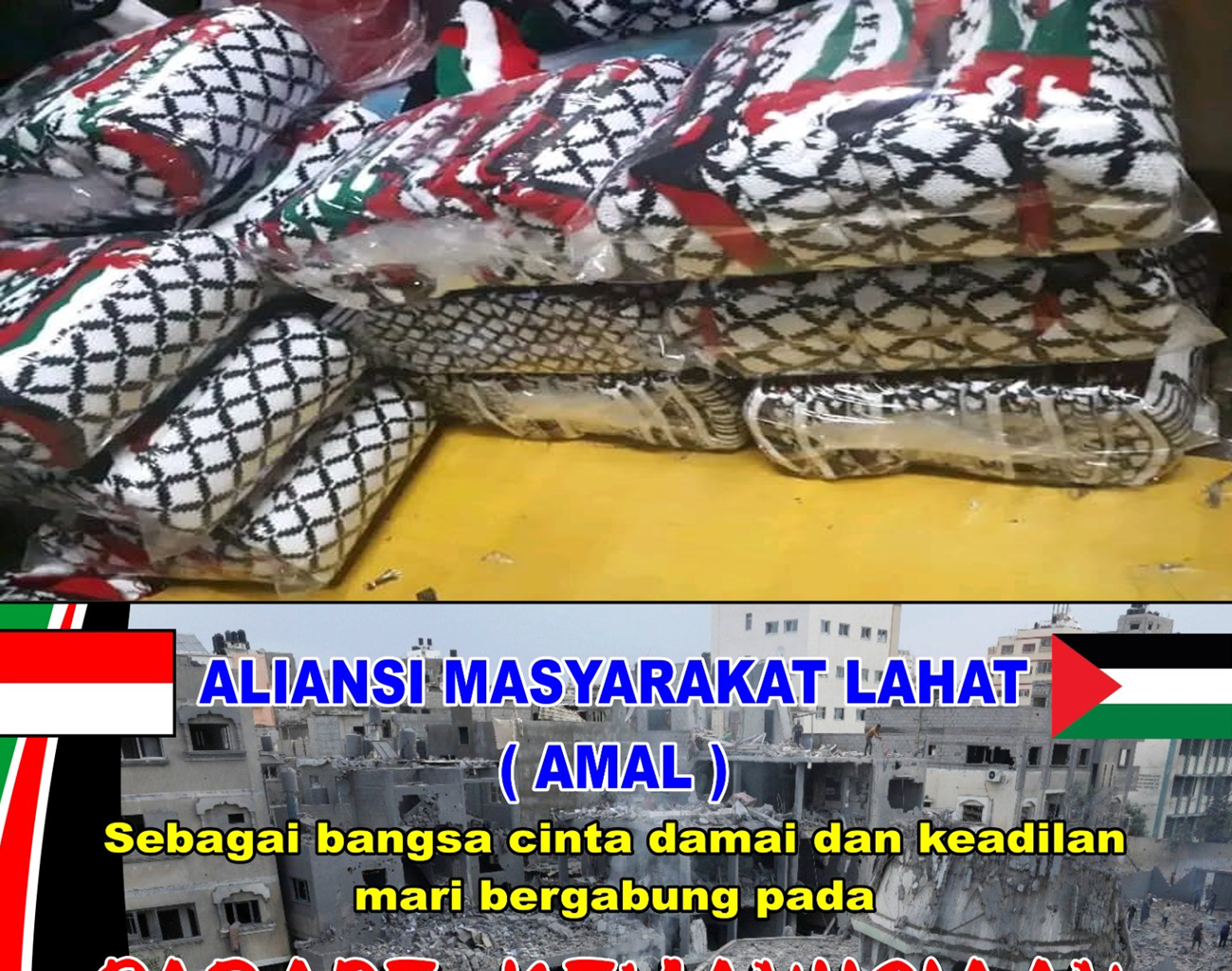 Massa Aliansi Masyarakat Lahat akan Kenakan Syal Palestina