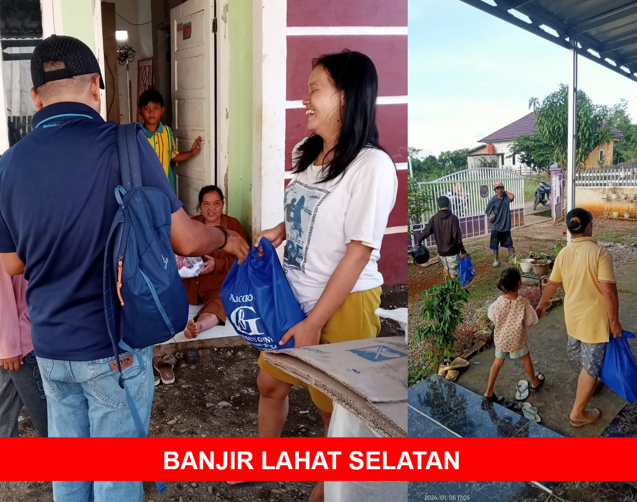 Tim Posko Bencana Alam Tanjung Payang Lahat Selatan Bagikan Paket Sembako Warga Terdampak Banjir