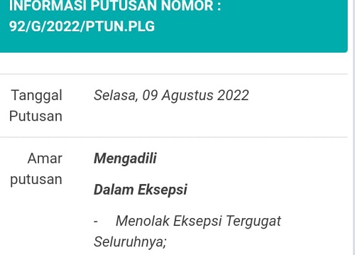 Diadukan Perangkat Desa Lama, Kades Karang Endah Menang PTUN