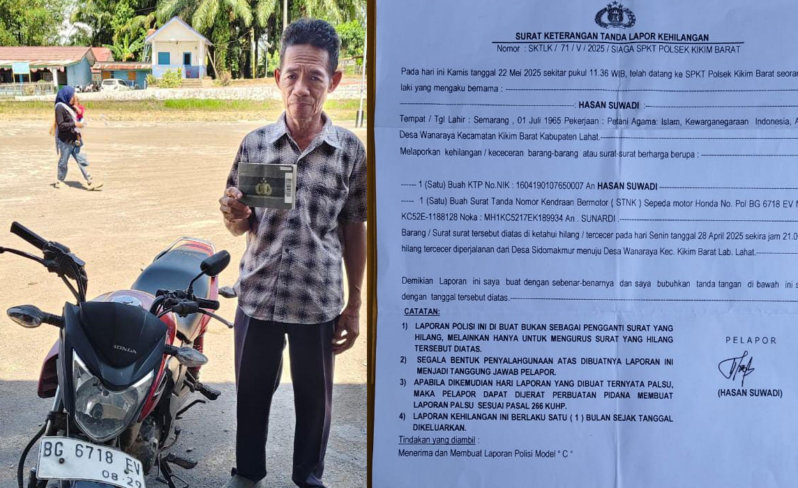 Informasi Kehilangan Surat Berhaga KTP dan STNK Tercecer dari Sidomakmur menuju Wanaraya Kikim Barat