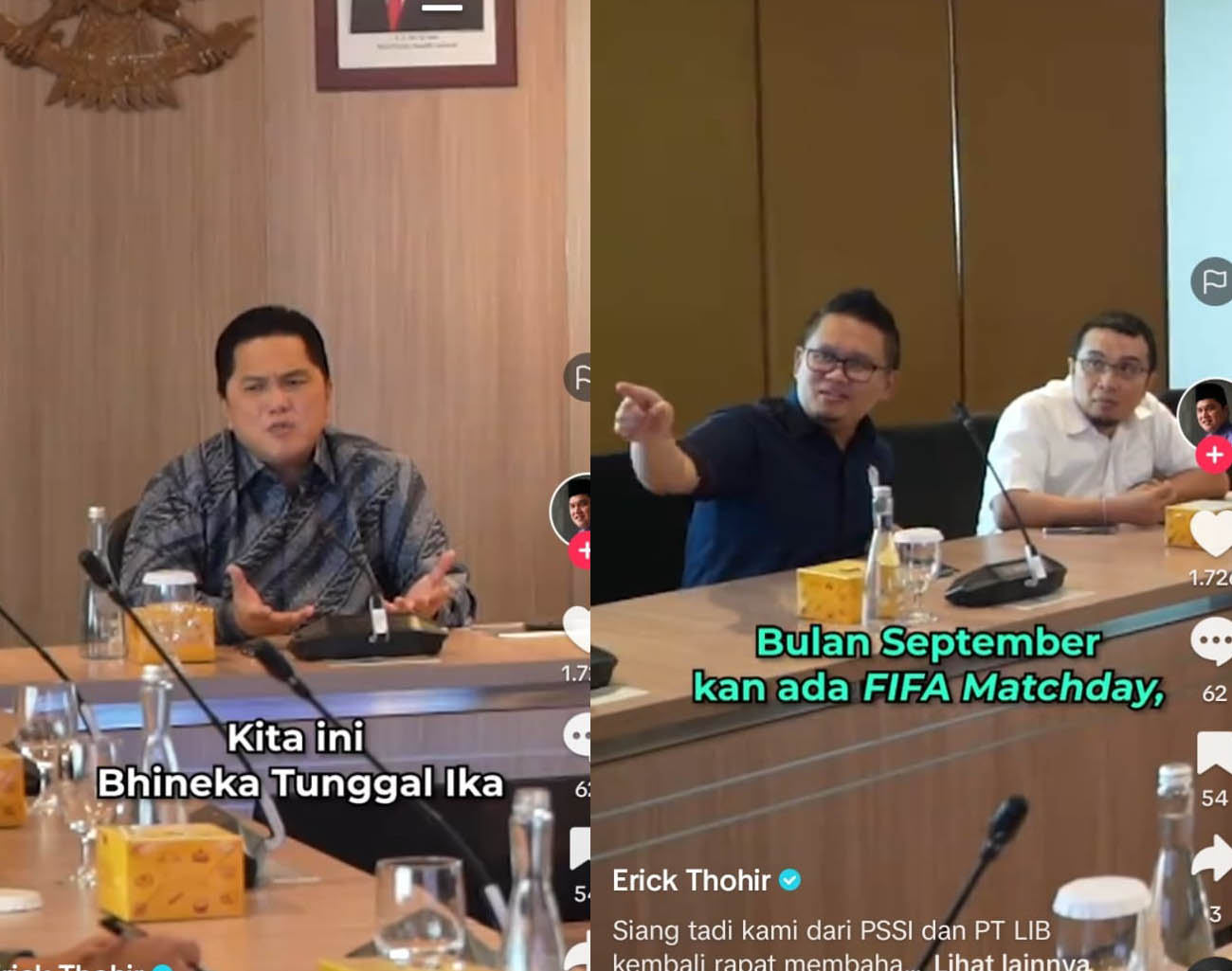 Hasil Rakor Ketua PSSI Erick Thohir bersama Pengelola Liga Indonesia Baru (LIB), Terapkan Bhinneka Tunggal Ika