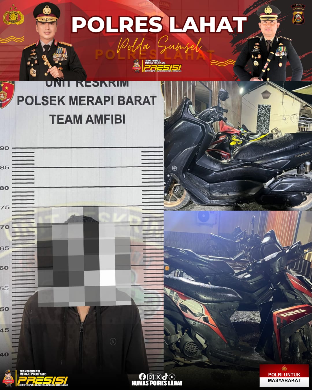 Polsek Merapi Amankan Pelaku Curanmor, Dua Motor Hasil Curian Disita