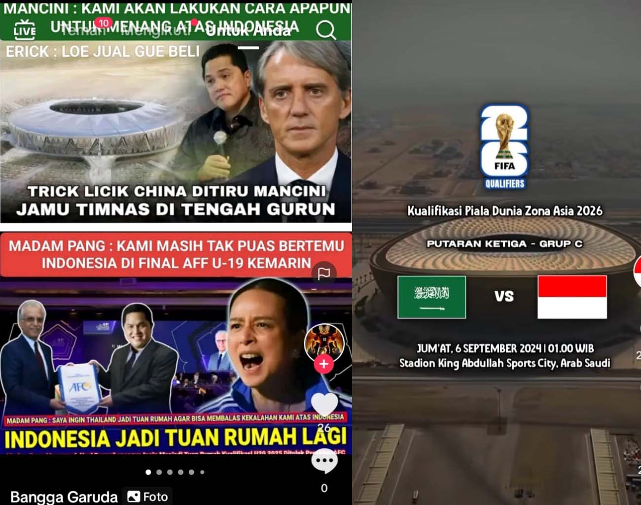 Inilah Trik Roberto Mancini, Lebih Parah China, Indonesia vs Arab Saudi, Kualifikasi Piala Dunia 2026