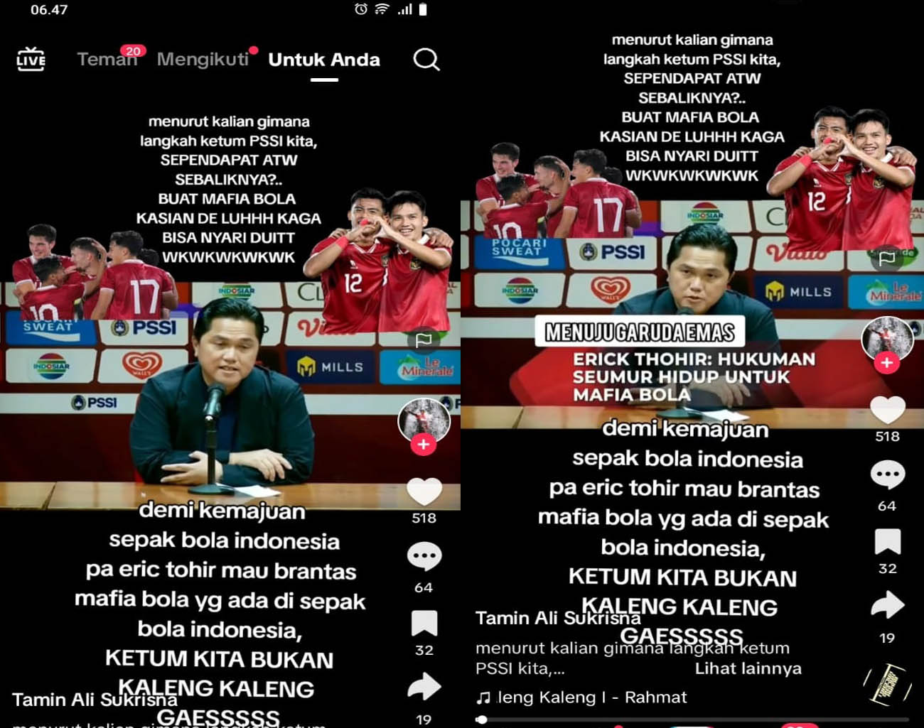 Erick Thohir Cocok Jadi Presiden FIFA, Hukum Seumur Hidup Pemain Judi Bola, Ronde 3 Kualifikasi Piala Dunia