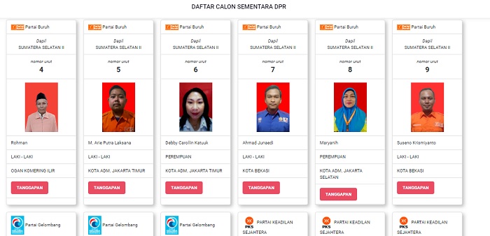 Partai Buruh Daftar Calon Sementara (DCS) DPR RI Dapil Sumsel 2  