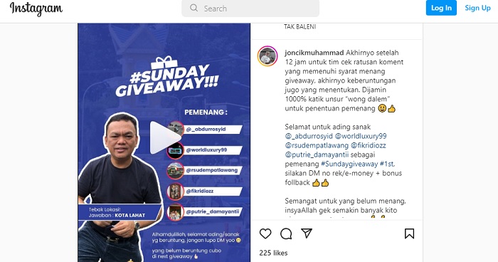 Bupati Empat Lawang Joncik Muhammad Berbagi Rejeki Uang 500 Ribu untuk 5 Orang, Pantau Instagram