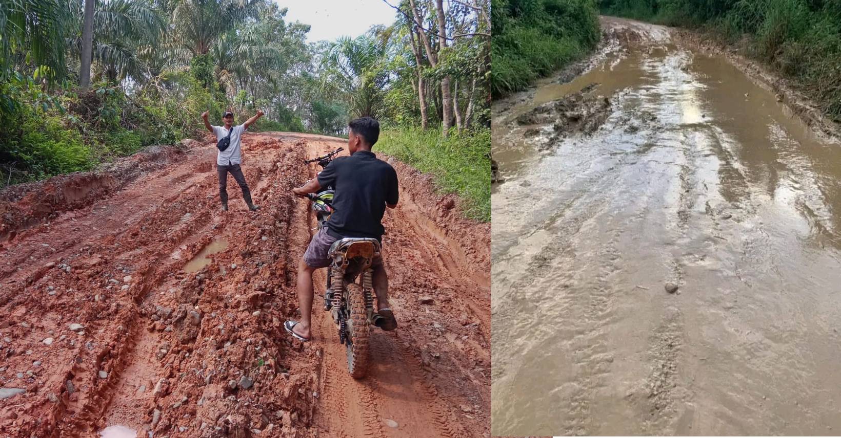 Jalan Desa Banyumas dan Purbamas Rusak Parah, Genangan Lumpur Memutus Akses Masyarakat