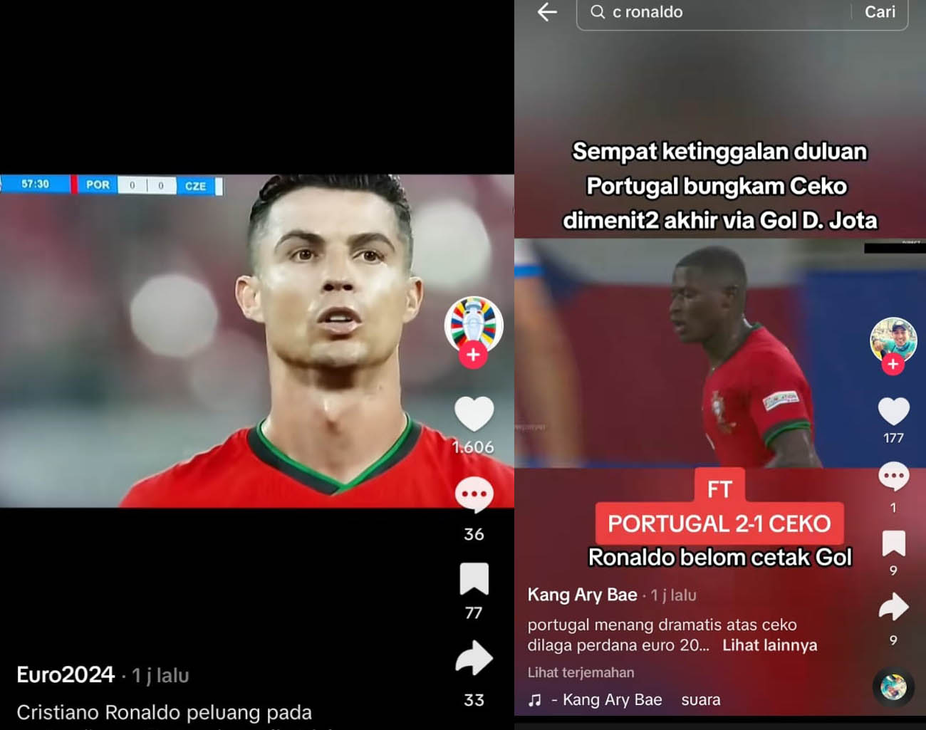 Pemain Terbaik Dunia Cristiano Ronaldo Gagal Cetak Gol, Portugal Unggul 2-1 Lawan Ceko, Kualifikasi Euro 2024