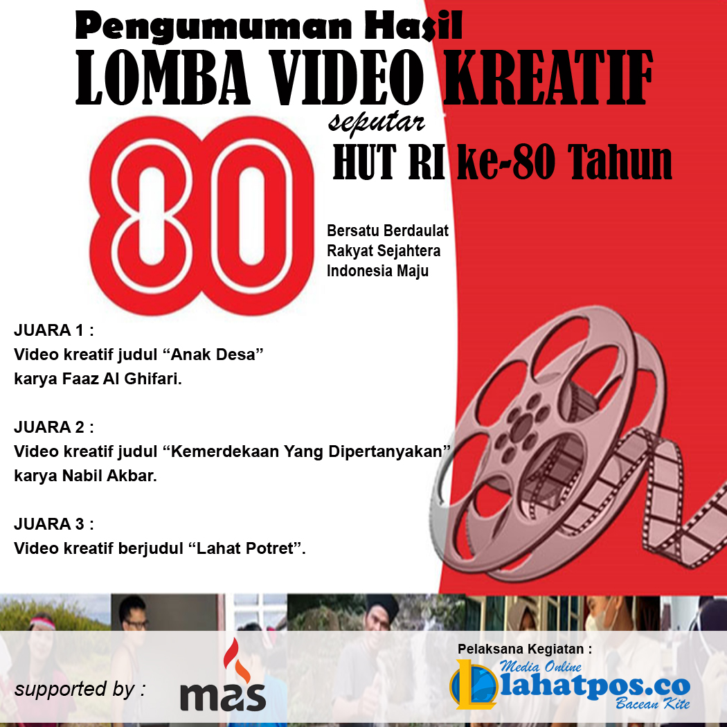 Pengumuman Pemenang Lomba Video Kreatif HUT RI ke 80 Tahun dari Lahat Pos