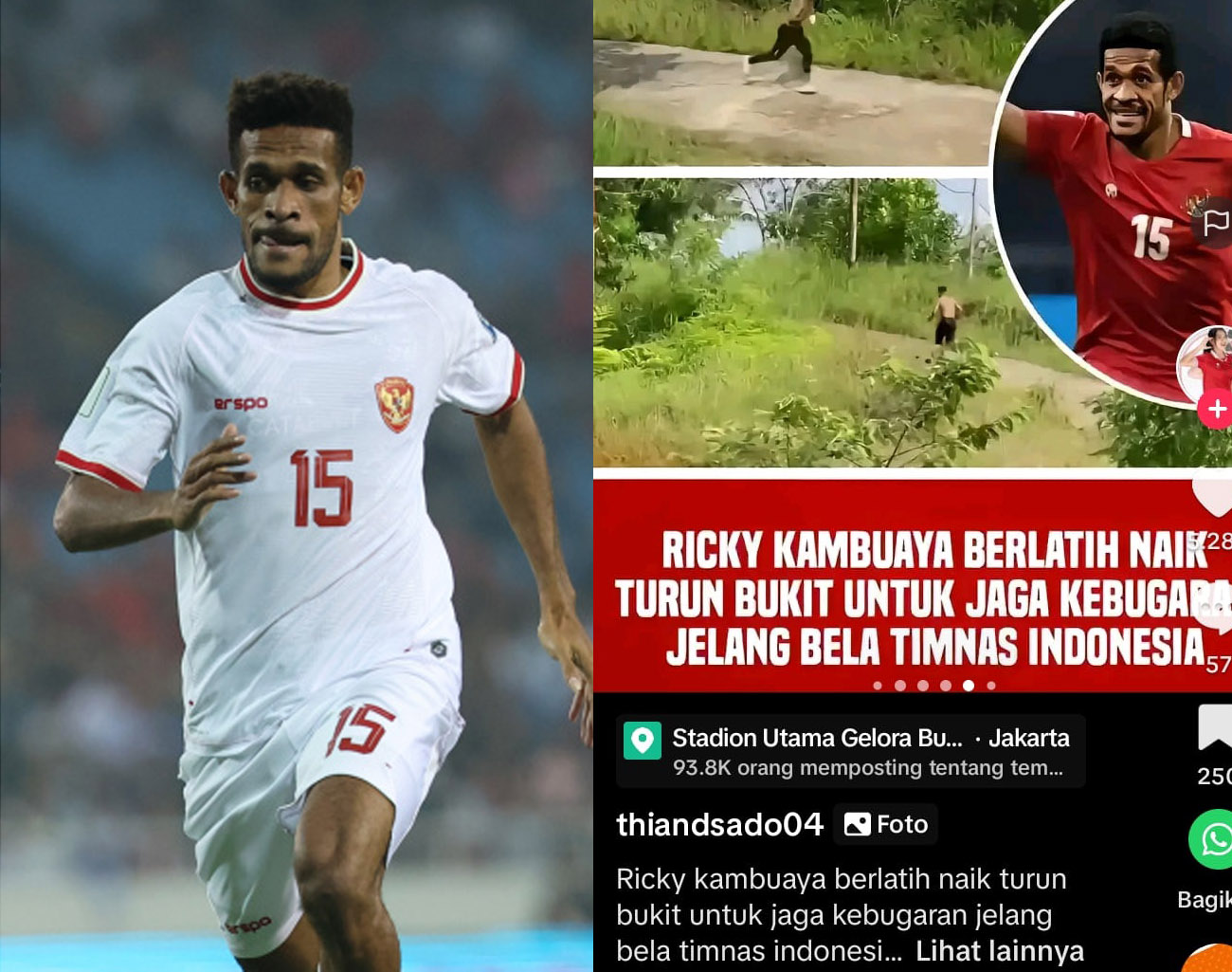 Indonesia Kalahkan Irak, Pemain Timnas Indonesia Ricky Kambuaya Latihan Keras, Lari Naik Turun Bukit Papua