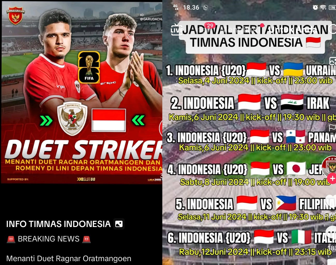 Juni Full Nonton Bareng Timnas Indonesia, Lawan Italia, Jepang, Irak, Ukraina, Filipina, Sukses Piala Asia