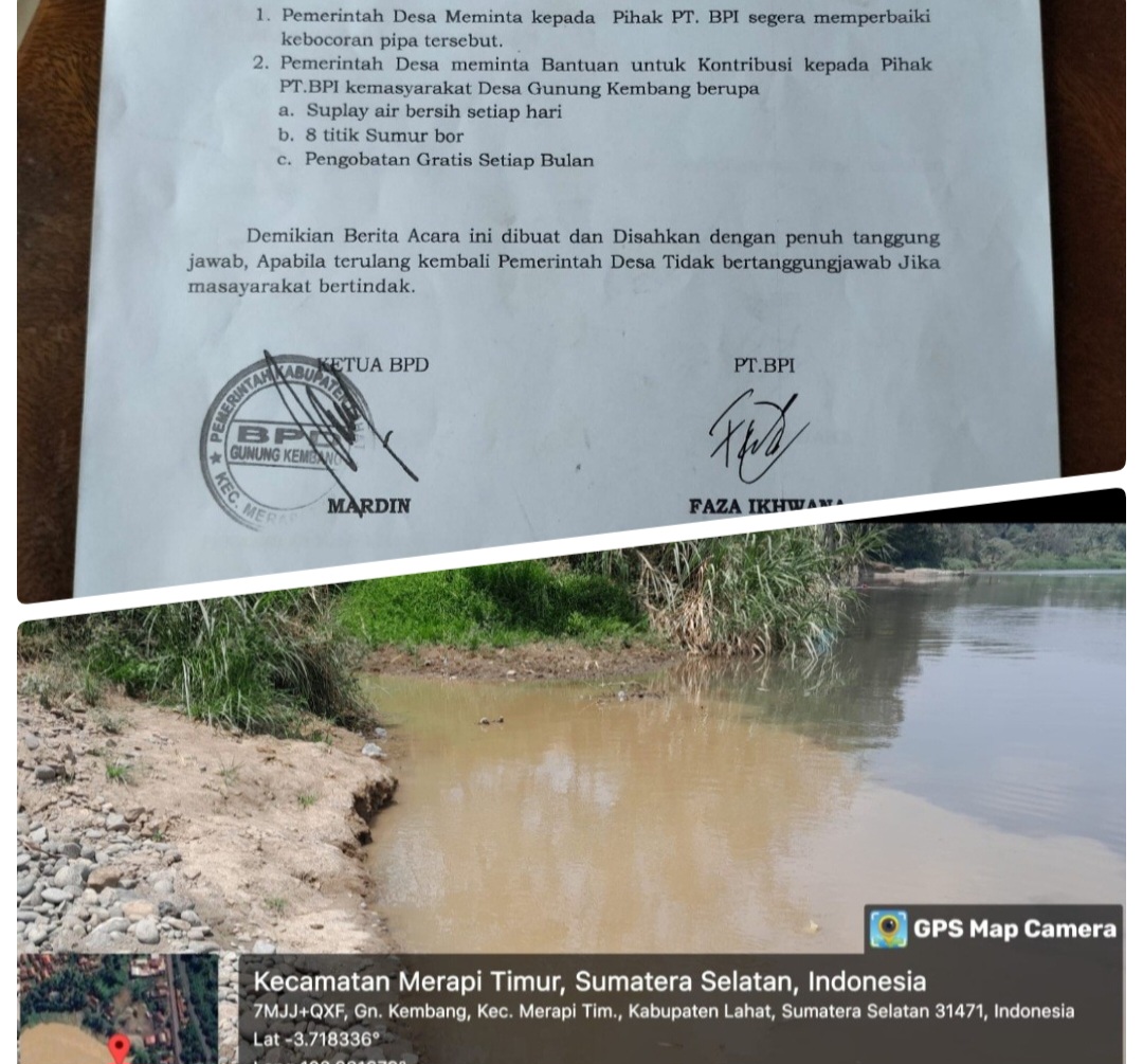 Di Duga Sebabkan Limbah Ke Sungai Lematang, Di Minta Sarana Air Bersih Oleh Warga PT BPI Tidak Mau