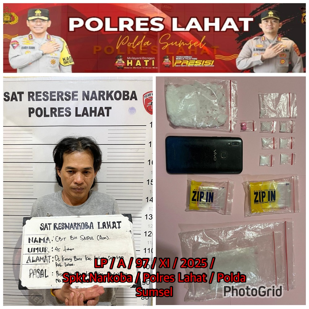 Pengedar Narkoba Desa Karang Baru Terciduk Satres Nakoba Polres Lahat