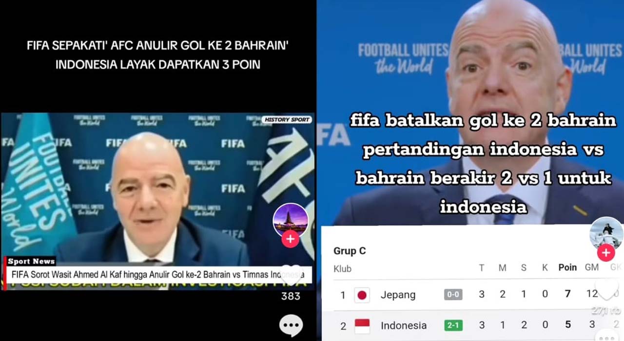 FIFA Anulir Gol Kedua Bahrain, Indonesia Naik Posisi 2 Klasemen, Kualifikasi Piala Dunia 2026