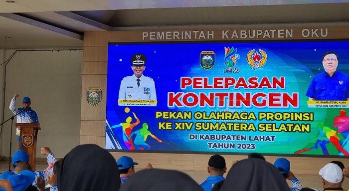 Ketum KONI OKU Lepas Sebagian Kontingen OKU ke Porprov XIV Lahat Sambo Penyumbang Medali Pertama