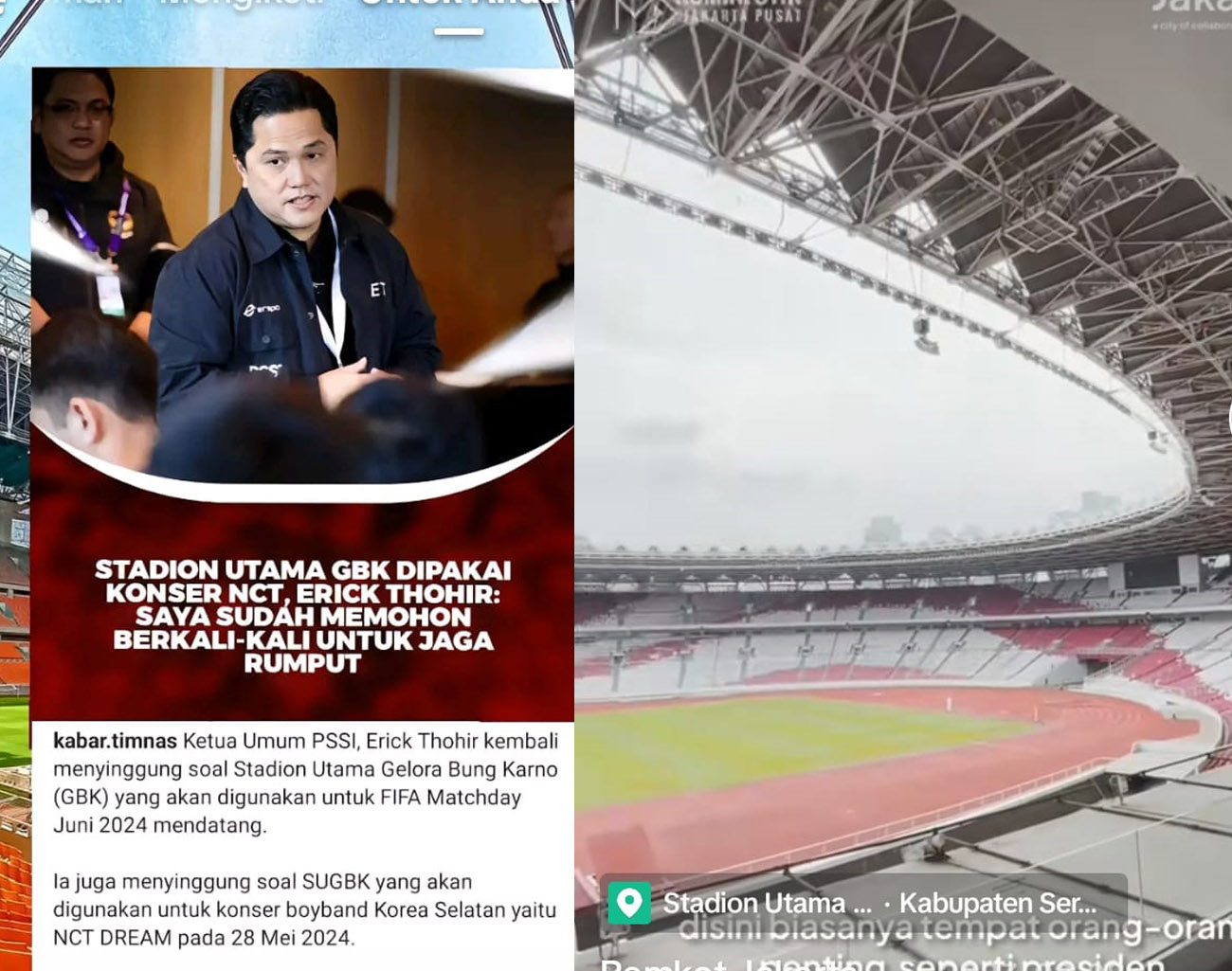 Erick Thohir Ingatkan Pengelola Stadion GBK Konser Boyband Korsel, Jaga Rumput Lapangan, Irak vs Indonesia