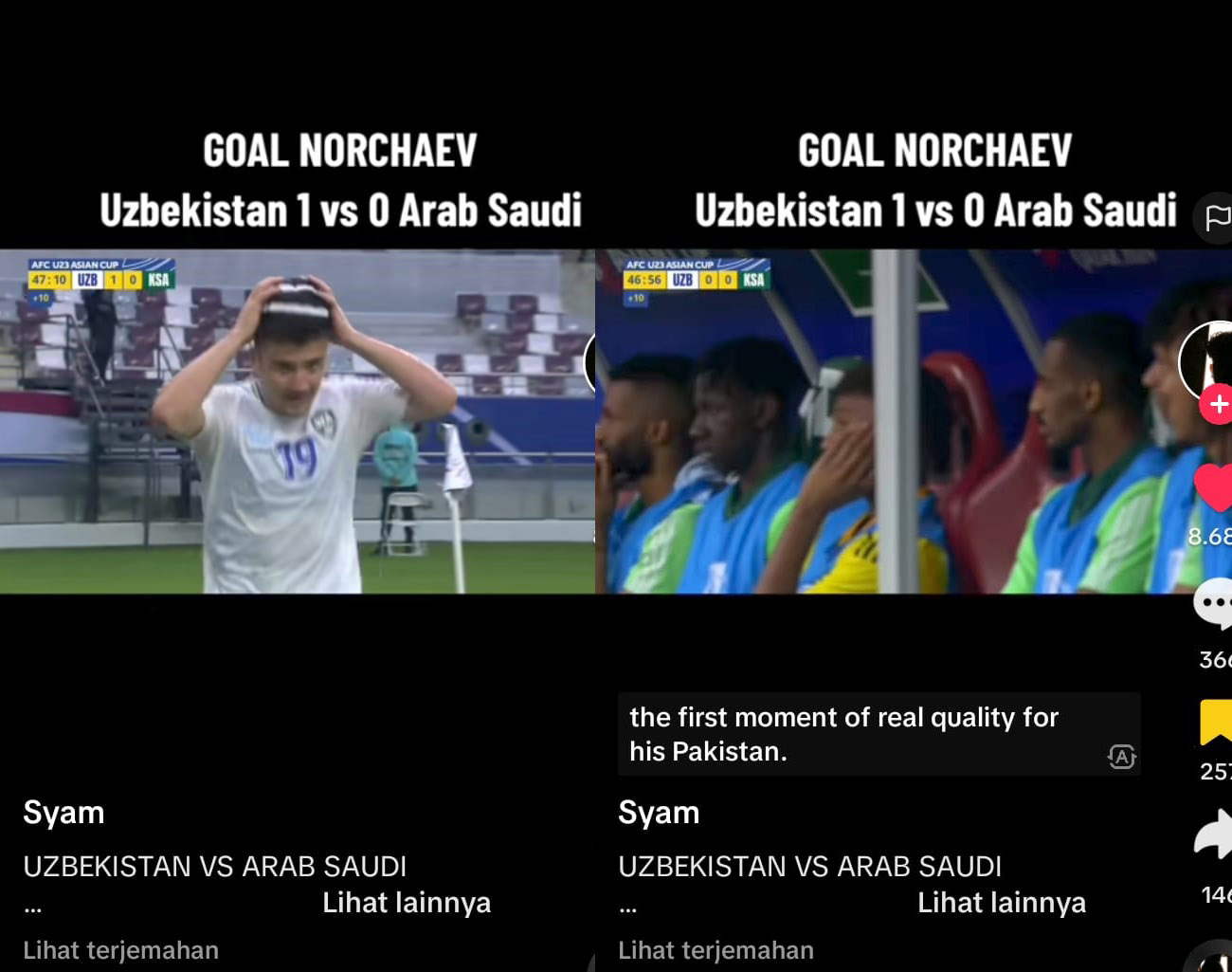 Uzbekistan Singkirkan Arab Saudi 2-0 Piala Asia U-23 2024 di Stadion Internasional Khalifa Doha Qatar