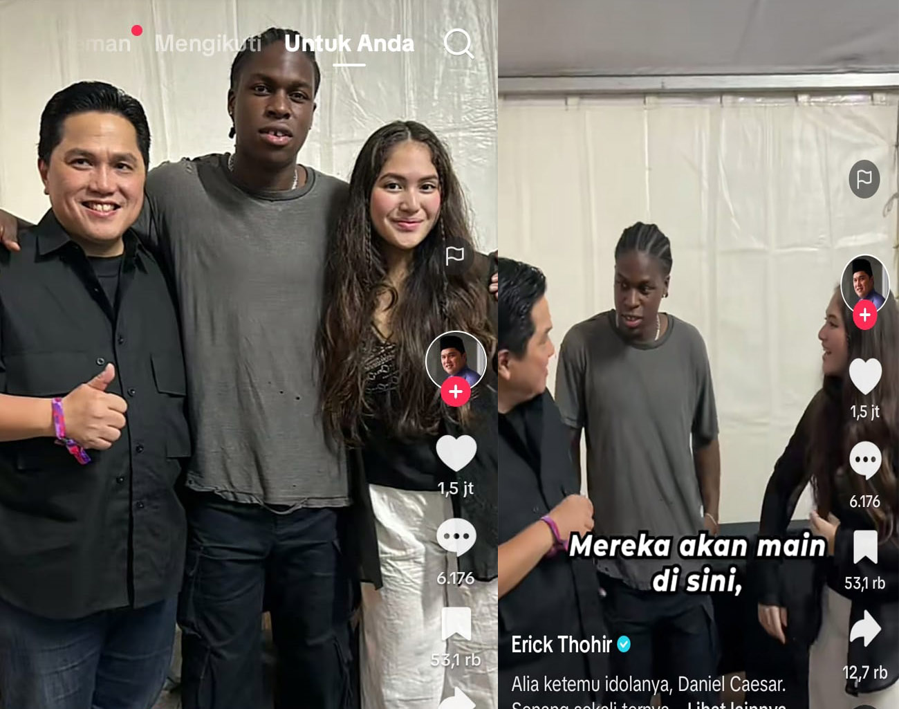 Sibuk Urus Timnas Indonesia, Ketua PSSI Erick Thohir Luangkan Waktu Bersama Keluarga Temui Daniel Caesar