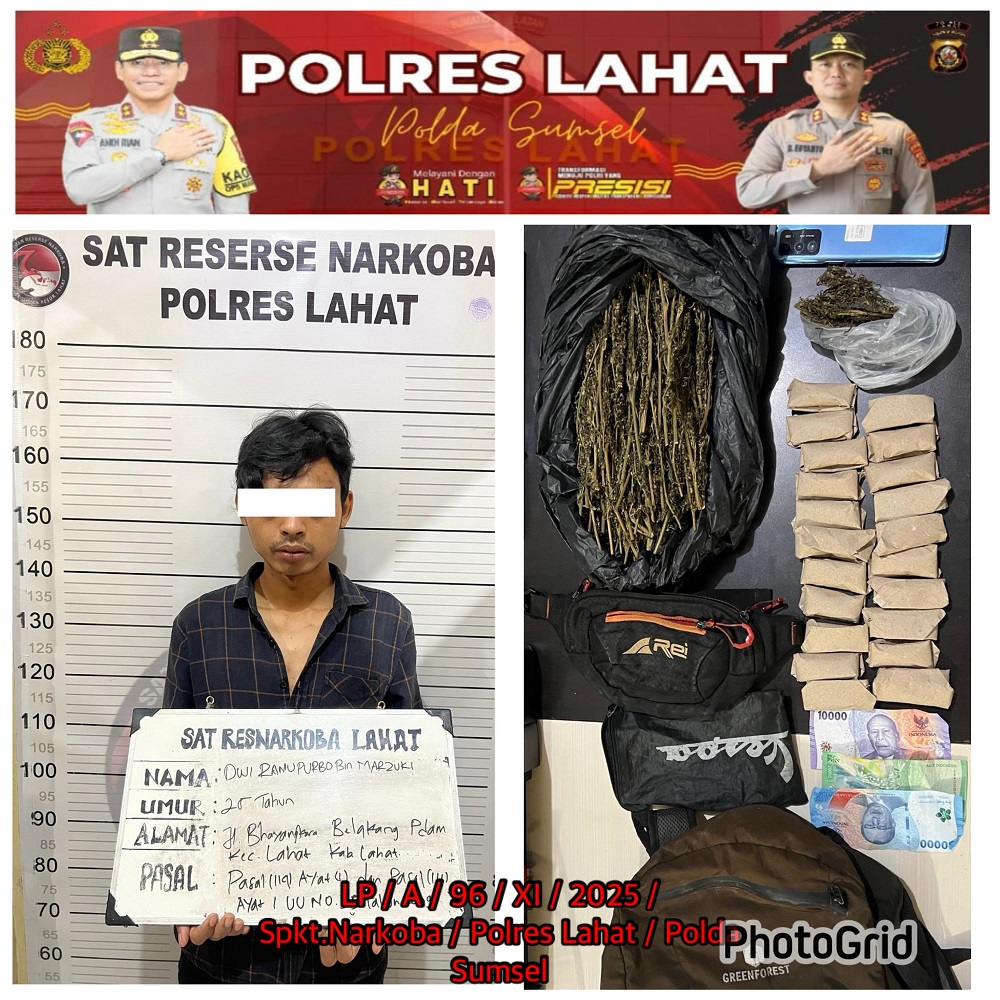 Ditelepon Istri Pulang, Sampai di Depan Rumah Kontrakan, Pria Terduga Pengedar Ganja Diringkus Polisi