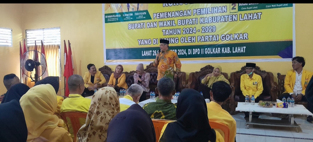 Cabup Cawabup Lahat Bursah - Widia Hadiri Konsolidasi Pemenangan Partai Golkar, Simak Motivasinya Untuk Kader