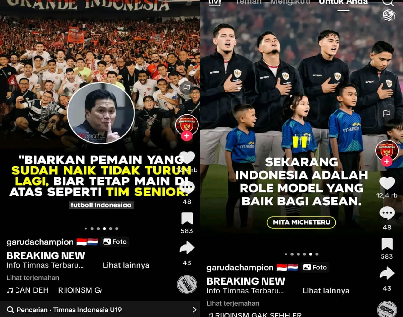 Hebat, Indonesia Ada Tim Elit Sepak Bola, Timnas Indonesia Level Dunia, Erick Thohir, Kualifikasi Piala Dunia