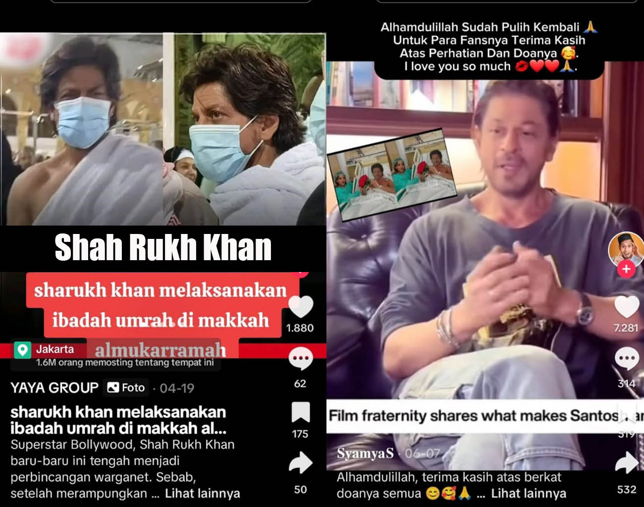 Shah Rukh Khan Berangkat Umroh, Aktor Film India, SRK Meninggal Dunia, Sakit Stroke, Sembuh