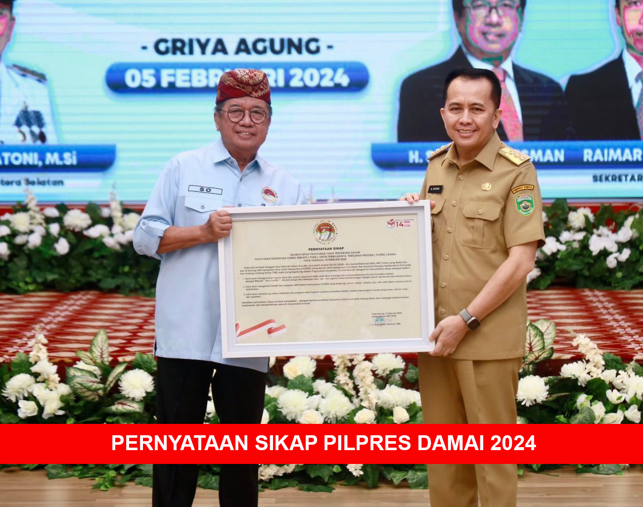 Pj Gubernur Apresiasi Pernyataan Sikap Pilpres Damai 2024 dari Persaudaraan Nusantara Sumsel Bersatu