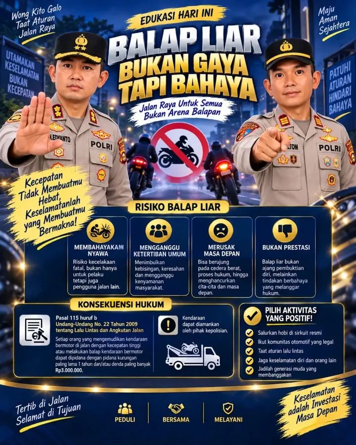 Balap Liar Bukan Gaya, Tapi Bahaya, Polisi Imbau Generasi Muda Utamakan Keselamatan
