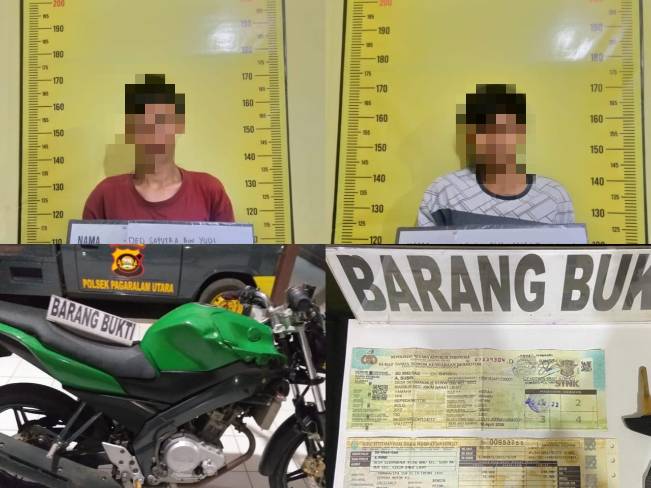 Curi Motor, Dua Pemuda Empat Lawang Diciduk Polsek PAU