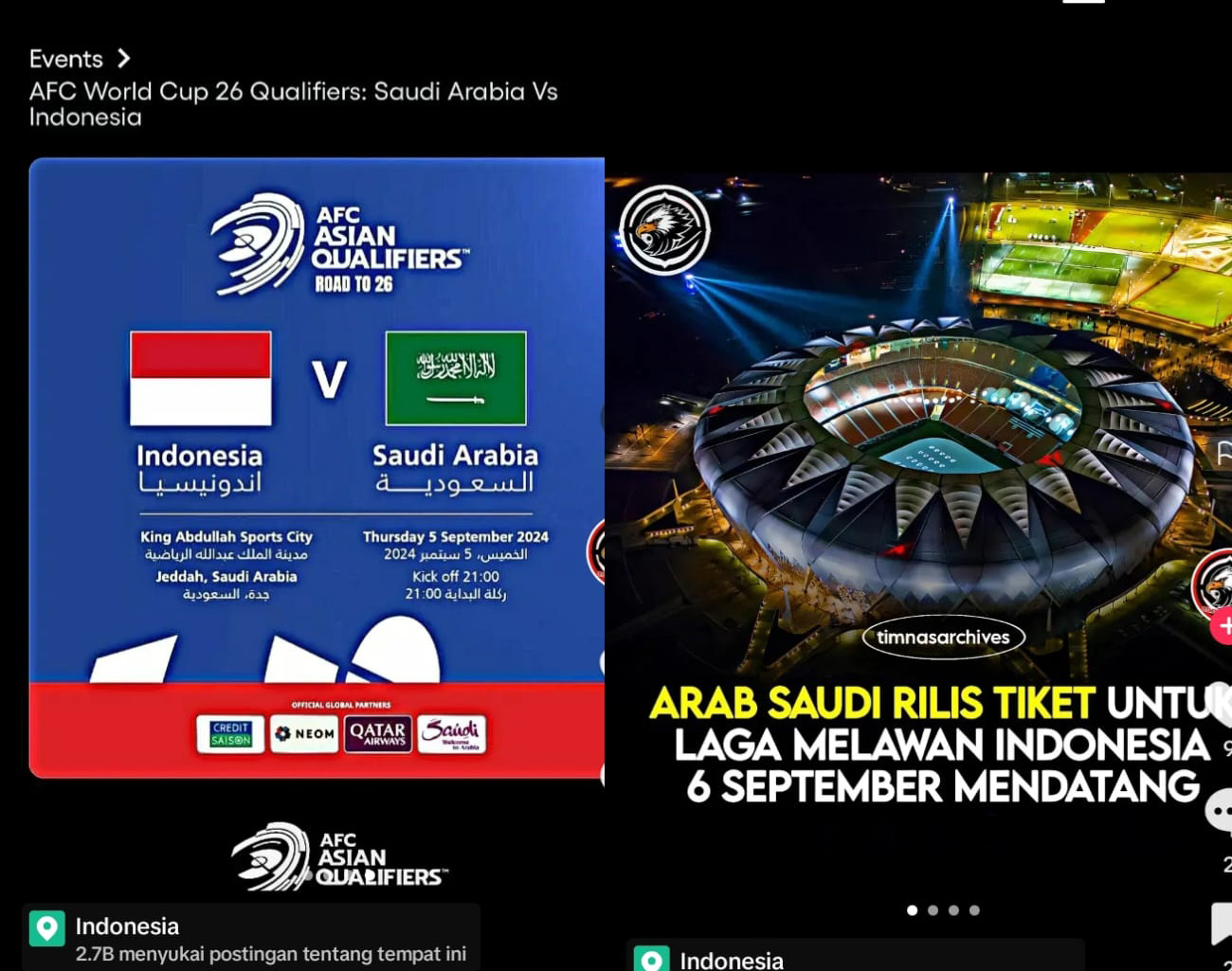 Harga Tiket Pertandingan Indonesia vs Arab Saudi, Rp41 Ribu hingga Rp2 Jutaan, Kualifikasi Piala Dunia 2026