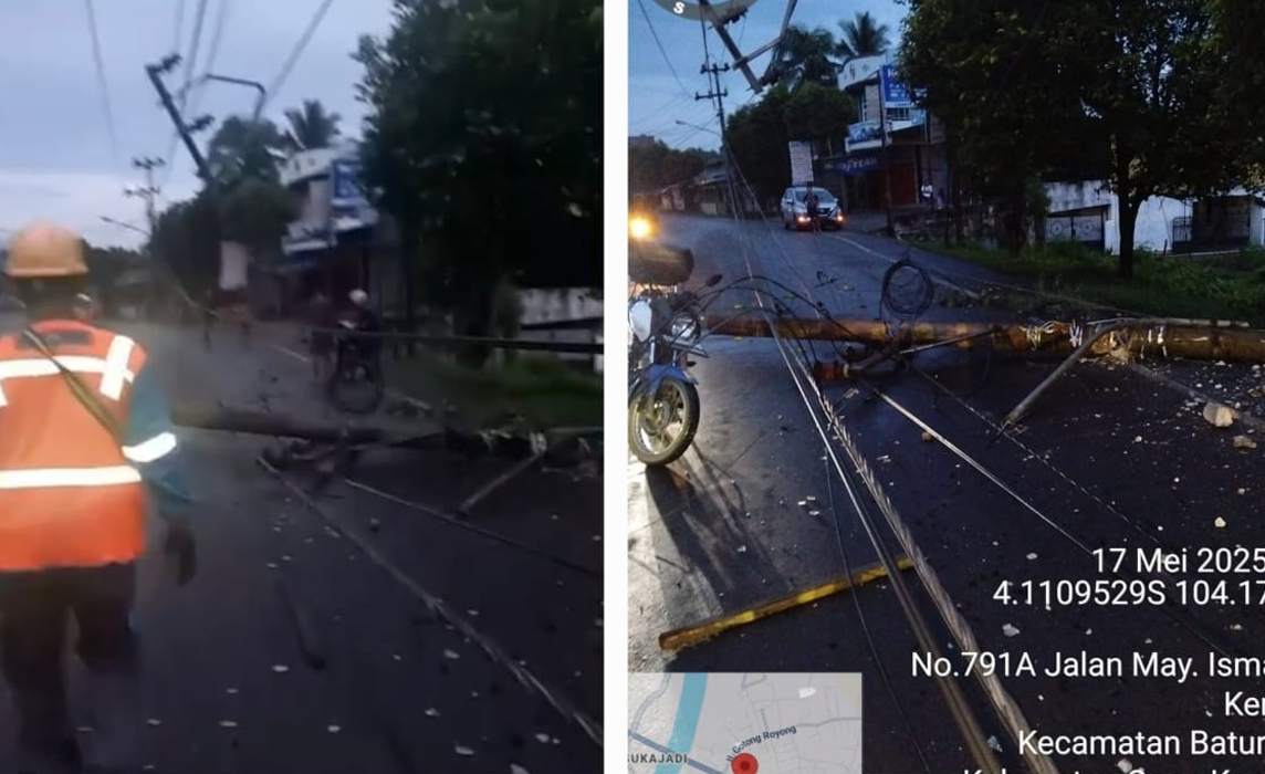 PLN ULP Baturaja Gerak Cepat Pulihkan Listrik Pasca Insiden Tiang Roboh di Baturaja Timur