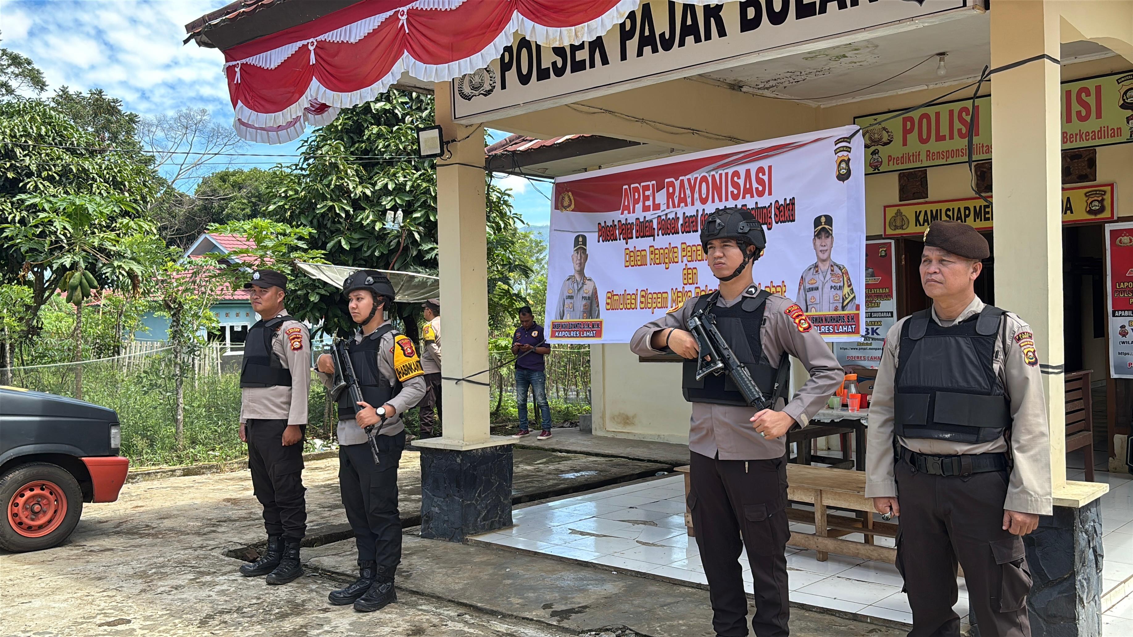 Polsek Pajar Bulan Jadi Tuan Rumah Apel Gabungan 3 Polsek, Latihan Pengamanan Mako dan Unjuk Rasa