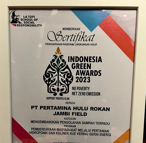 KKKS Pertamina EP Jambi Field Raih Penghargaan Indonesia Green Award (IGA) 2023