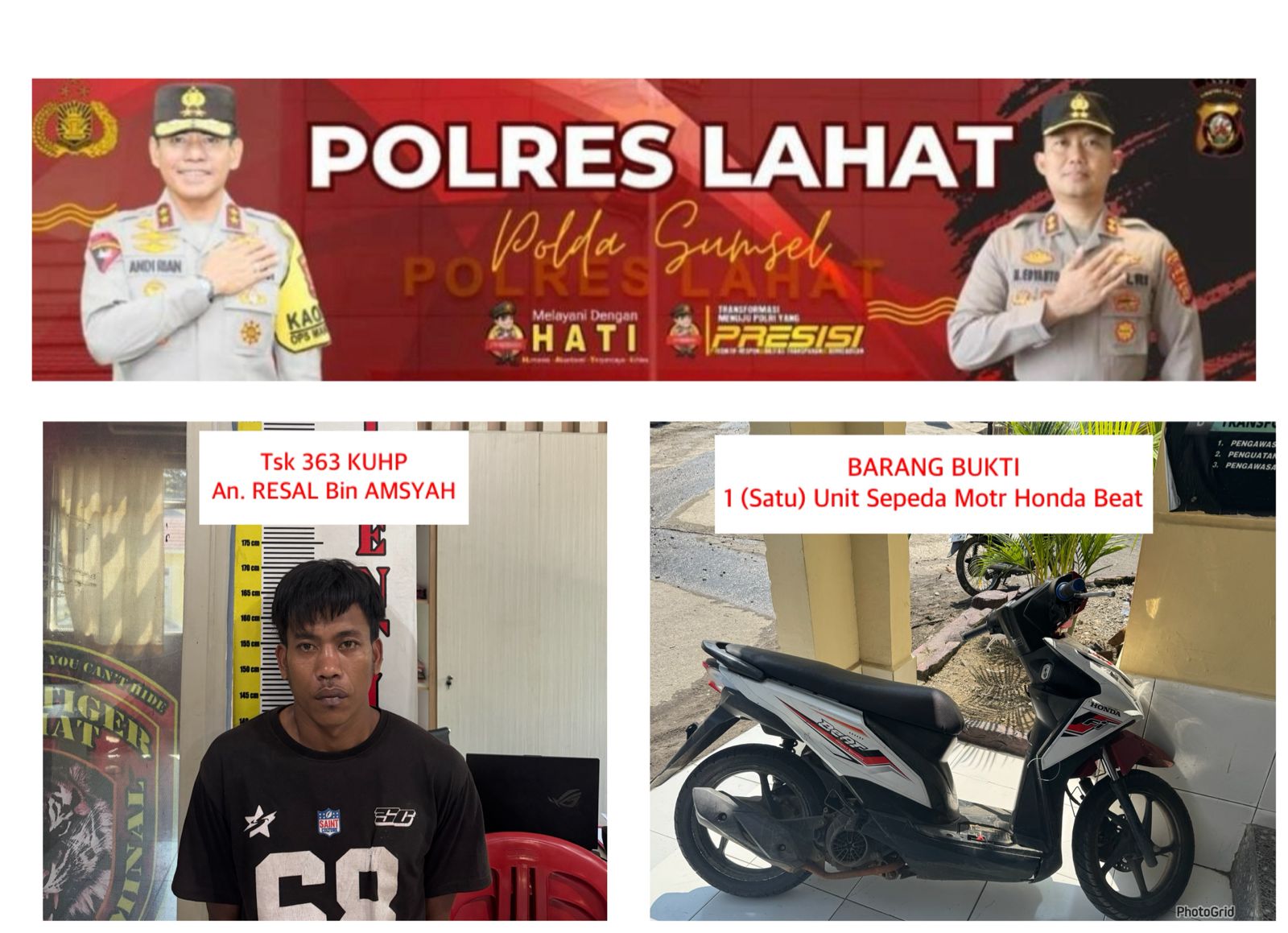 Remaja Umur 19 Tahun Kehilangan Motor di Kafe, Tim Jagal Bandit Reskrim Polres Lahat Ungkap Pelakunya