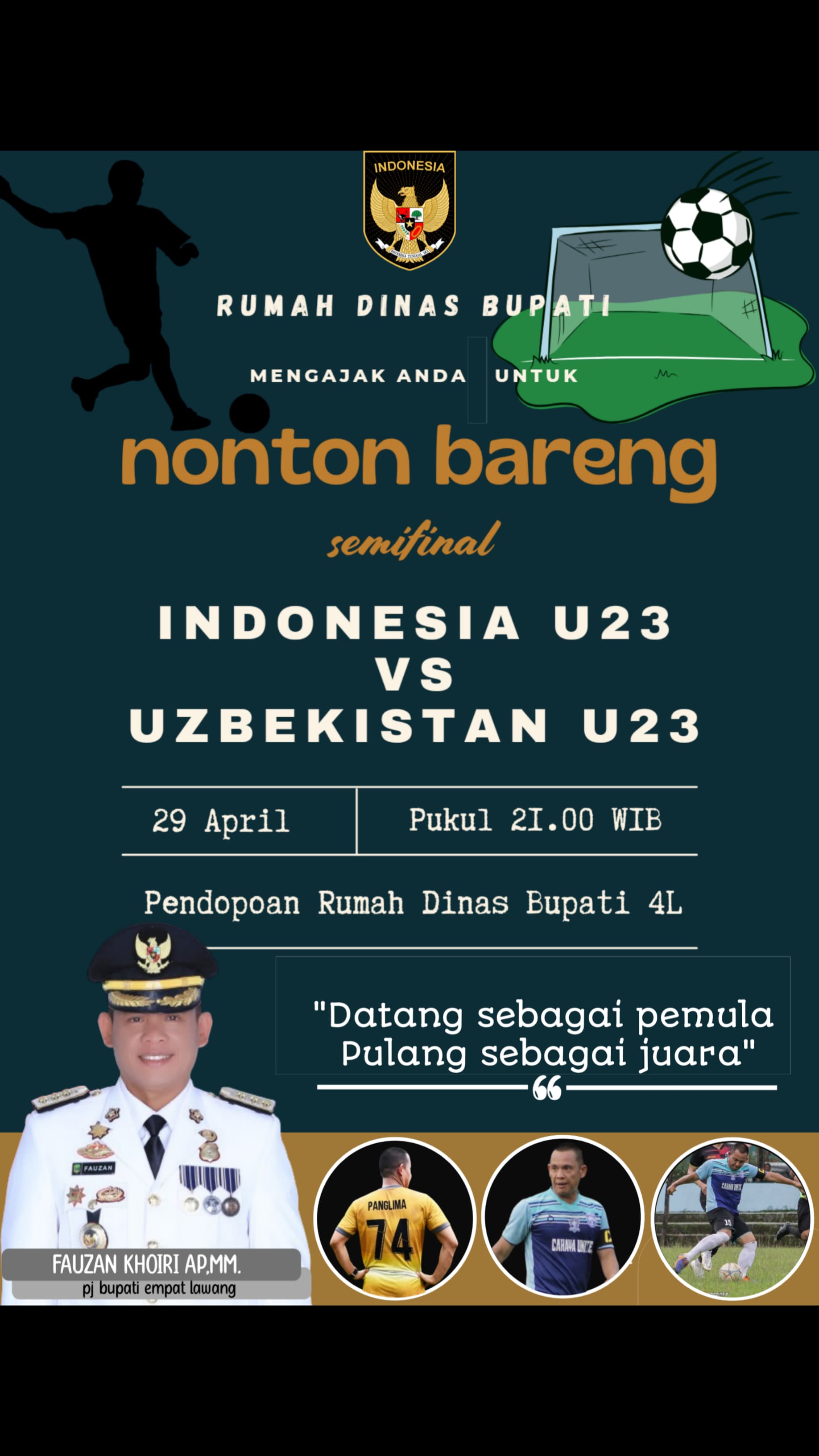 Pj Bupati Empat Lawang Meyakini Indonesia Menang 2-1 Atas Uzbekistan, di Semifinal Piala AFC U-23