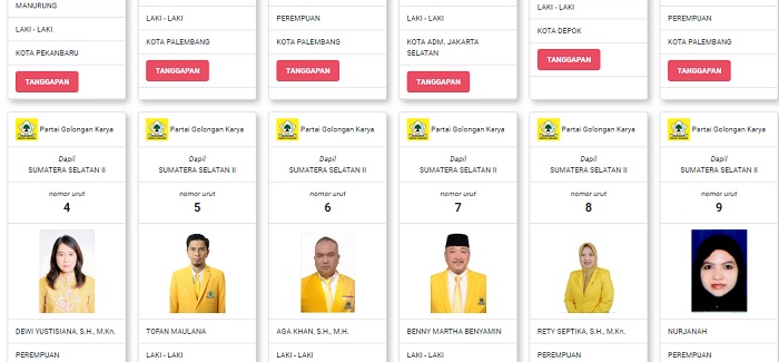 Partai Golongan Karya Daftar Calon Sementara (DCS) DPR RI Dapil Sumsel 2 