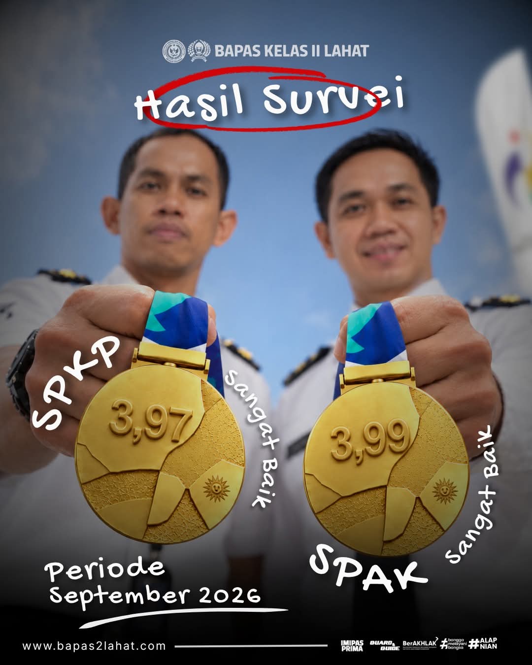 Survei September 2026, Bapas Kelas II Lahat Raih Nilai Tinggi dari Masyarakat