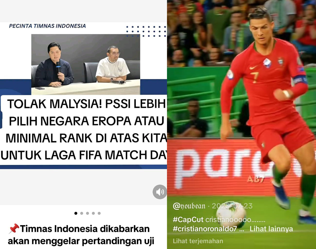 PSSI Ingin Uji Coba Indonesia vs Portugal Cristiano Ronaldo, Tim Asia vs Eropa, Tolak Malaysia
